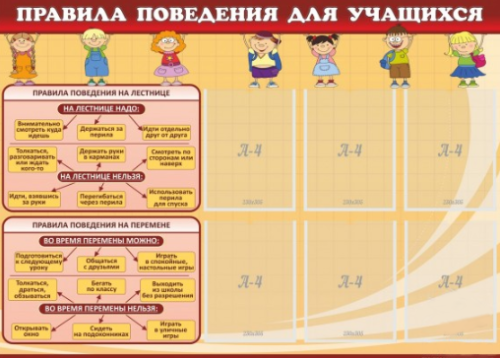 Стенд Правила поведения для учащихся, 1,25х0,9 м