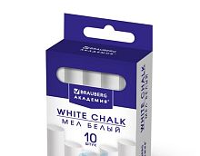 Мел белый BRAUBERG "АКАДЕМИЯ" (АЛГЕМ), 10 штук, круглый, мягкий, 271147
