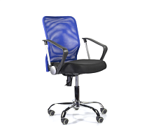 Кресло для оператора Энтер, хром, синяя спинка
