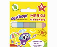 Мел цветной ЮНЛАНДИЯ "ЮНЛАНДИК И ОКРУЖАЮЩИЙ МИР", НАБОР 6 шт., квадратный, 227447