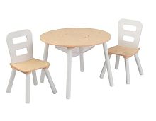 Стол + 2 стула "Сокровищница", бежевый (Round Storage Table & Chair Set)