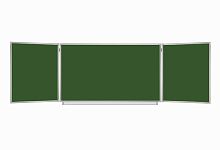 Доска для мела магнитная 3-х элементная 100х150 300 см, 5 рабочих поверхностей, зеленая