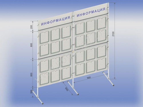 Мобильный стенд неповоротный 2-х секционный 2,1х1,9 м