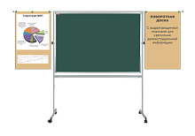 Доска магнитно-меловая поворотная мобильная с выдвижными планками, 120х150 см