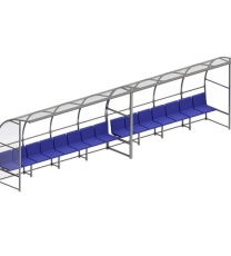 Скамейка для запасных игроков с навесом на 7 посадочных мест Скамейка для запасных игроков с навесом на 7 посадочных мест