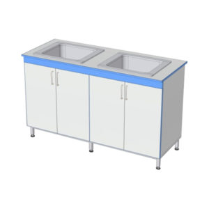 Мойка лабораторная с глухими дверцами и двумя чашами из полипропилена СТ.МЛ2П.150.60.90 Мойка лабораторная с глухими дверцами и двумя чашами из полипропилена СТ.МЛ2П.150.60.90