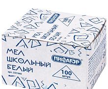 Мел белый ПИФАГОР, набор 100 шт., квадратный, 227440