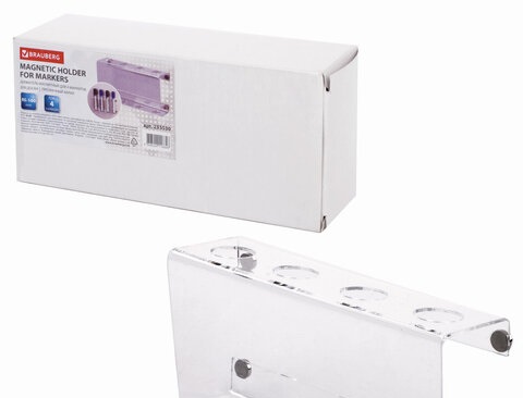 Держатель магнитный для 4 маркеров для доски (85х160 мм), прозрачный акрил, BRAUBERG, РОССИЯ, 235530 Держатель магнитный для 4 маркеров для доски (85х160 мм), прозрачный акрил, BRAUBERG, РОССИЯ, 235530