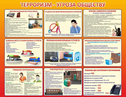 Стенд Терроризм - угроза обществу, арт. ШК-1602 Стенд Терроризм - угроза обществу, арт. ШК-1602