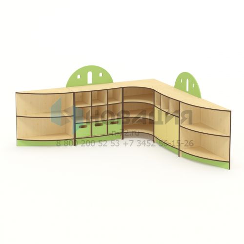 Стенка для игрушек многосекционная, 3795х380х1120 мм Стенка для игрушек многосекционная, 3795х380х1120 мм