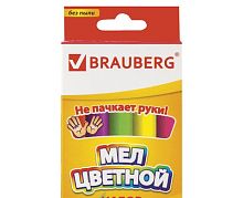 Мел цветной BRAUBERG, АНТИПЫЛЬ, набор 10 шт., круглый, 223552