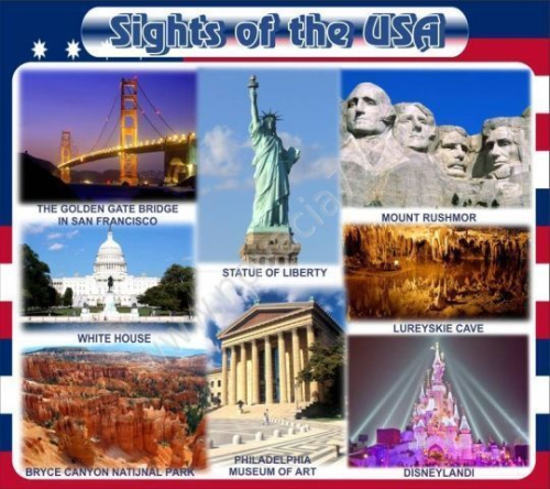 Стенд Достопримечательности США, 0,9х0,8 м Стенд Достопримечательности США, 0,9х0,8 м