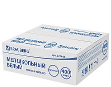 Мел белый, мягкое письмо, набор 400 шт., круглый, BRAUBERG, 227441